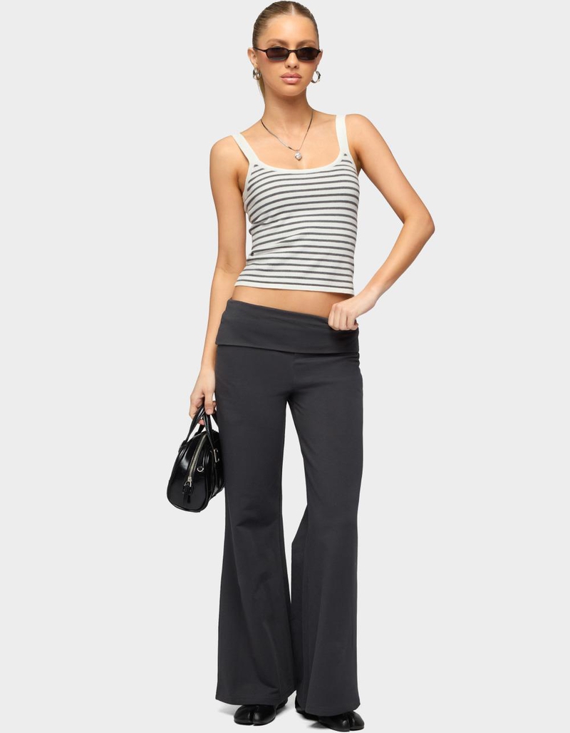 EDIKTED Petite Wide Leg Fold Over Pants image number 4