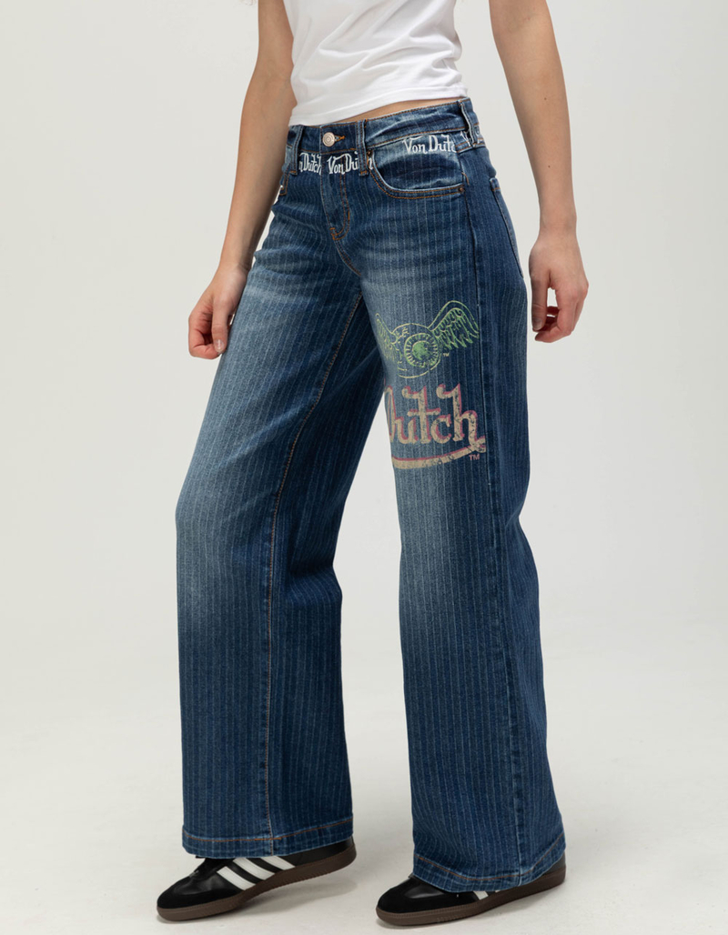 VON DUTCH Mid Rise Womens Wide Leg Slouchy Jeans image number 2