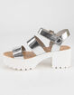SODA Lug Sole Ankle Strap Womens Silver Platform Sandals image number 3