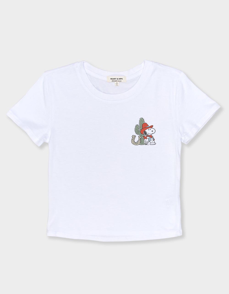 PEANUTS Snoopy's Lazy Dog Ranch Womens Baby Tee image number 1
