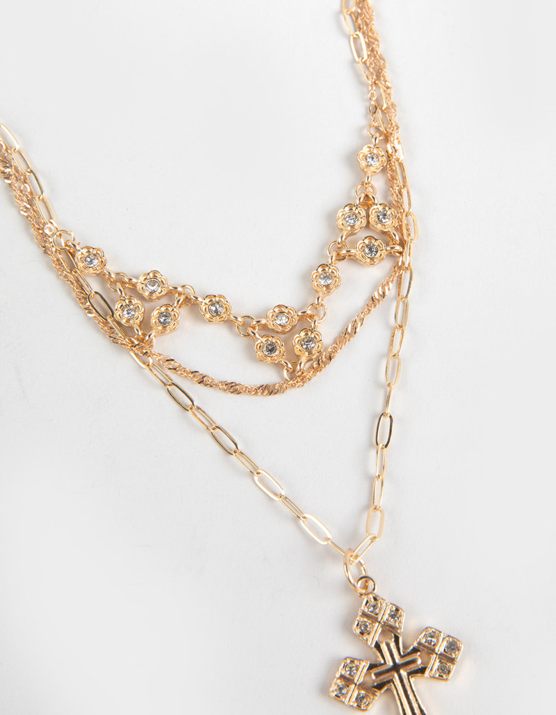 FULL TILT Layered Cross Embellished Stone Necklace image number 1
