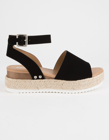 SODA Topic Black Womens Espadrille Flatform Sandals Alternative Image