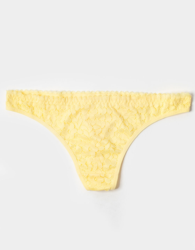FULL TILT Floral Lace Yellow Thong image number 0