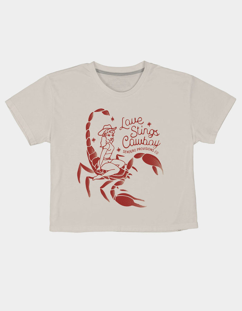 SENDERO PROVISIONS CO. Love Stings Womens Crop Boxy Tee image number 1