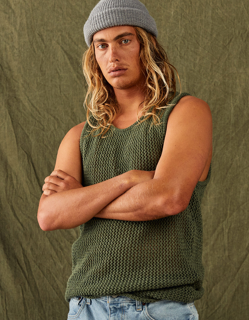 BGD Urban Outfitters Open Knit Mens Tank Top image number 1