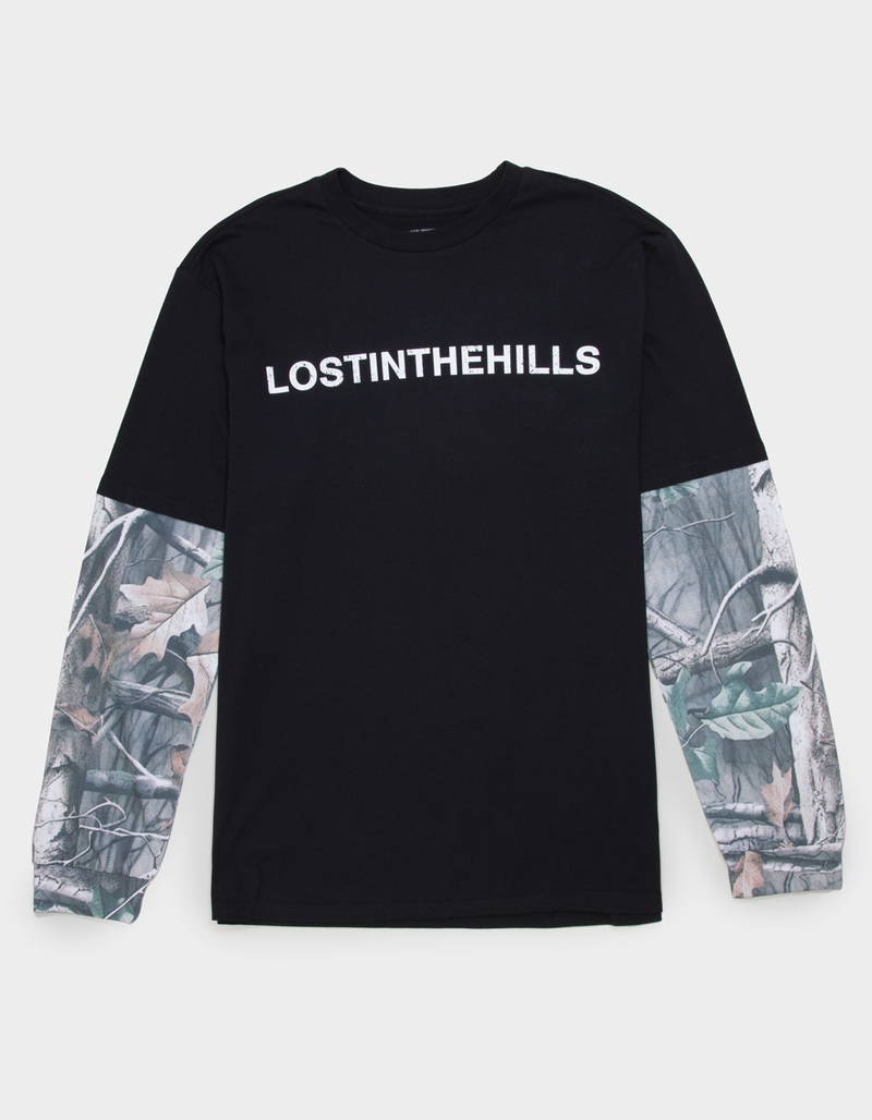 LOST IN THE HILLS Mens Long Sleeve 2fer Tee image number 1