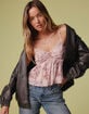 RSQ Womens Oversized Faux Leather Bomber Jacket image number 9