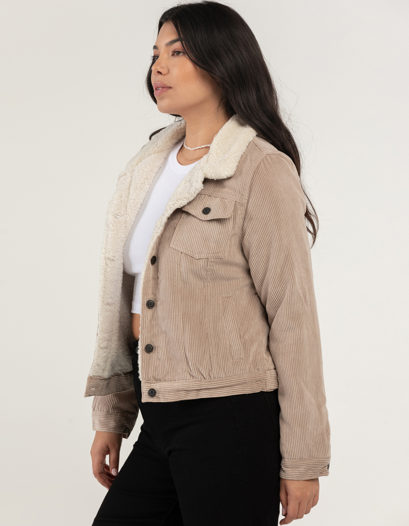 ASHLEY Womens Sherpa Lined Corduroy Trucker Jacket image number 5