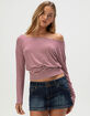 RSQ Womens Stripe Off The Shoulder Long Sleeve Top image number 1