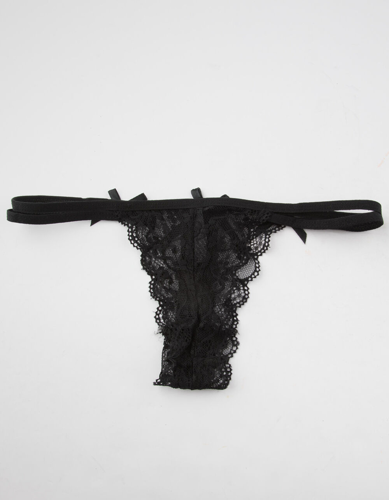 IJAK Lace Up Front Lace Black Thong image number 1