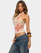 EDIKTED Nadina Floral Rhinestone Halter Top image number 2