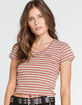 DICKIES Stripe V Neck Womens Baby Tee image number 1