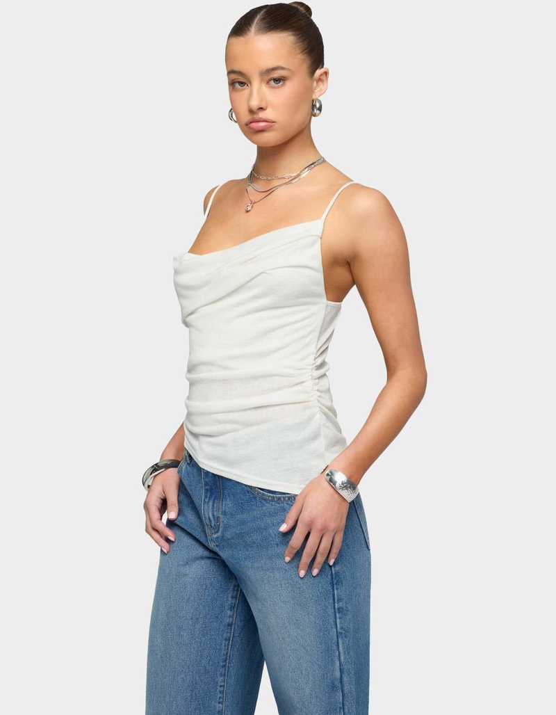 EDIKTED Asymmetric Cowl Neck Tank Top image number 1