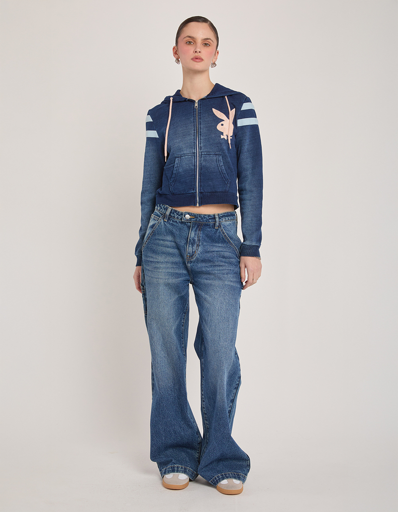 PLAYBOY Varsity Stripe Zip-Up Womens Hoodie image number 0