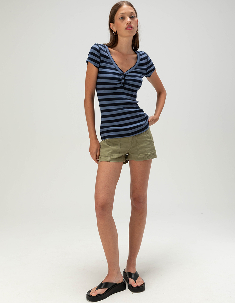 RSQ Womens Stripe Henley Top image number 1