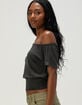 FULL TILT Off The Shoulder Womens Banded Bottom Top image number 3