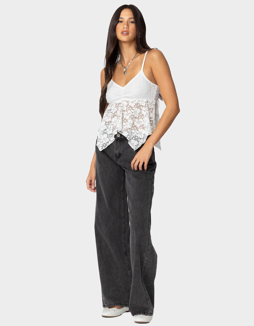EDIKTED Orchid Sheer Lace Top - WHITE | Tillys