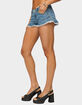 EDIKTED Roy Ruffle Lace Denim Micro Shorts image number 2