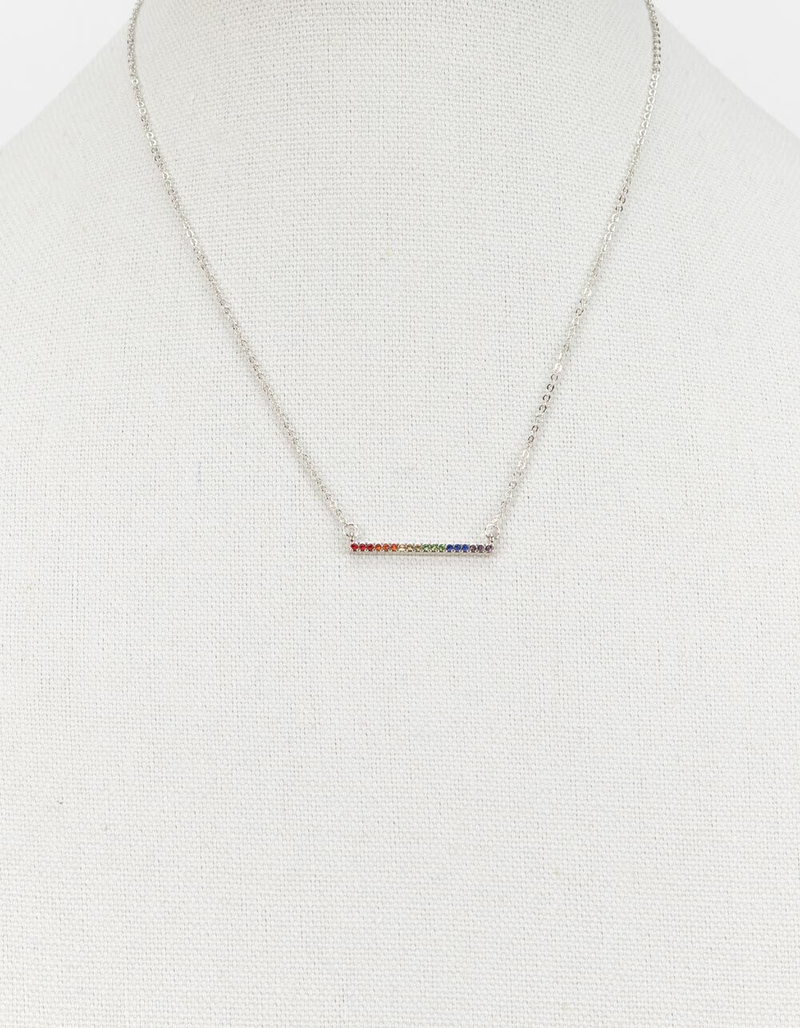 FULL TILT Rainbow Rhinestone Bar Necklace image number 3