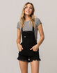 ALMOST FAMOUS Fray Denim Black Womens Shortalls image number 1