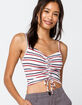 SKY AND SPARROW Stripe Cinch Front Womens Navy Tank image number 1