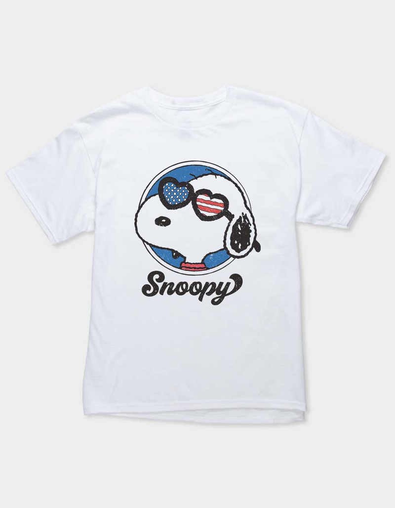 PEANUTS Snoopy USA Flag Glasses Unisex Kids Tee image number 0