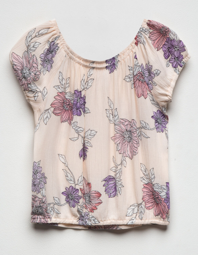 FULL TILT Floral Girls Peasant Top image number 0