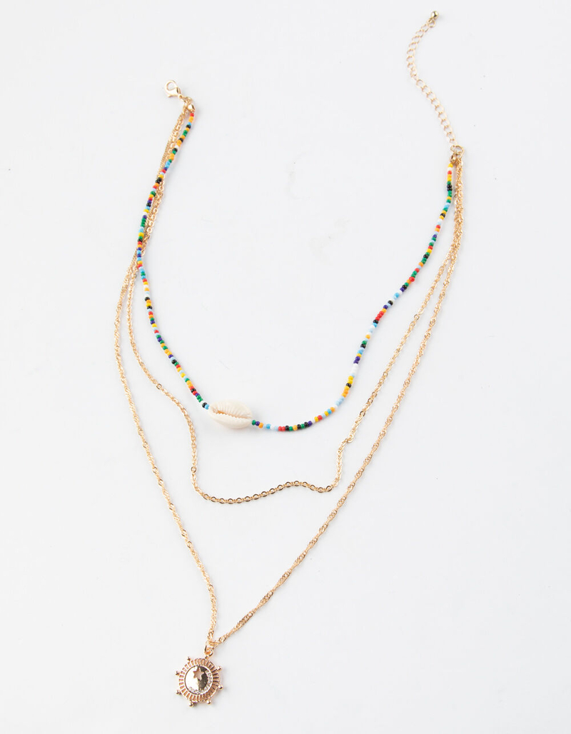 FULL TILT Layered Rainbow Beads & Puka Shell Necklace image number 0