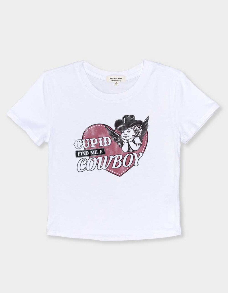 CUPID Find Me Cowboy Womens Baby Tee image number 1