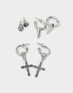 FULL TILT 3 Pack Cross/Spike Hoop Earrings image number 1
