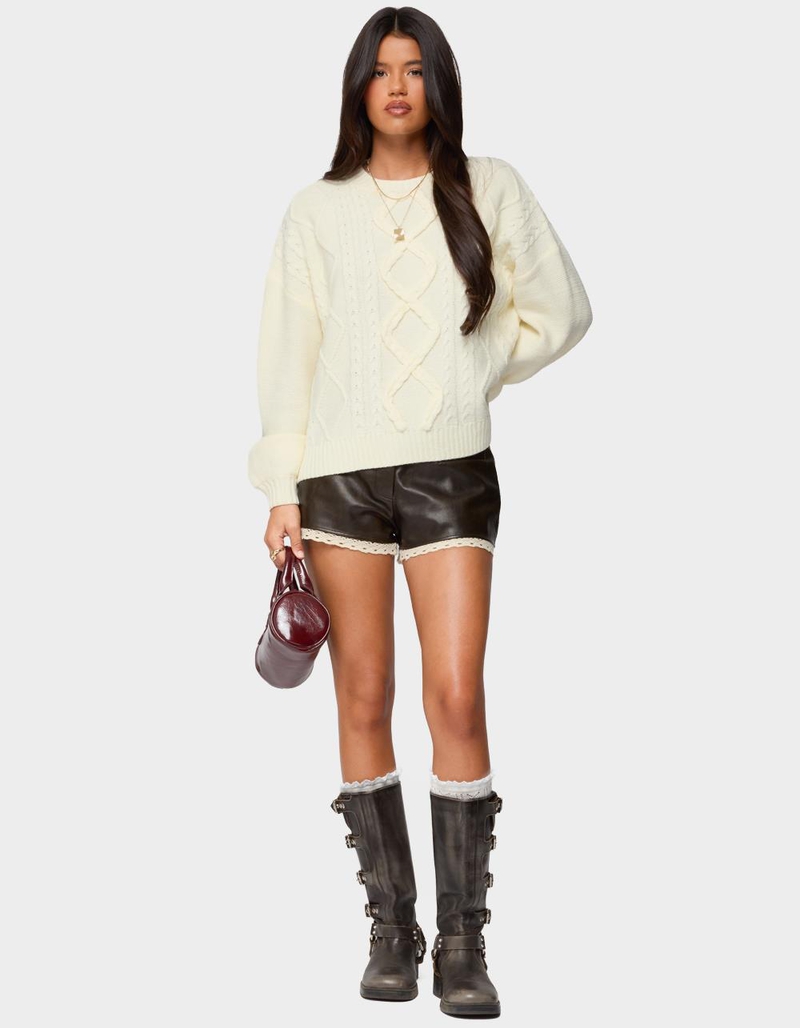 EDIKTED Lissa Lacey Faux Leather Shorts image number 4