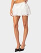 EDIKTED Lex Satin And Lace Ruffle Womens Mini Skirt image number 4
