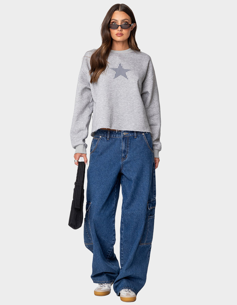 EDIKTED Gingham Star Sweatshirt image number 1