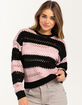 FULL TILT Open Knit Stripe Womens Pullover Sweater image number 1