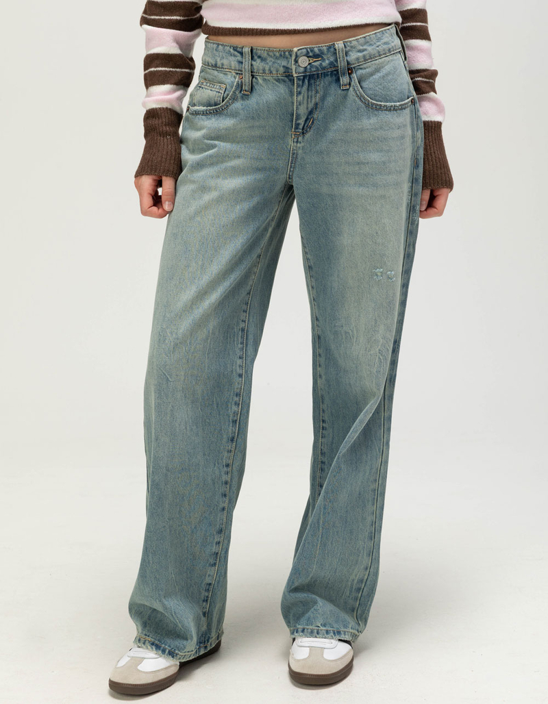 RSQ Womens Embroidered Low Rise Original Baggy Jeans image number 3