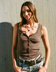 RSQ Womens Lace Trim Button Front Cami image number 1