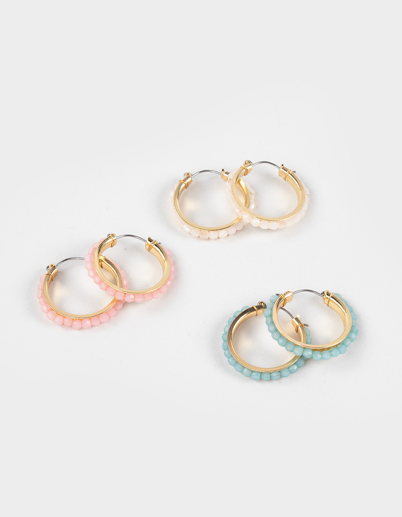 FULL TILT 3 Pack Beaded Hoop Earrings image number 0