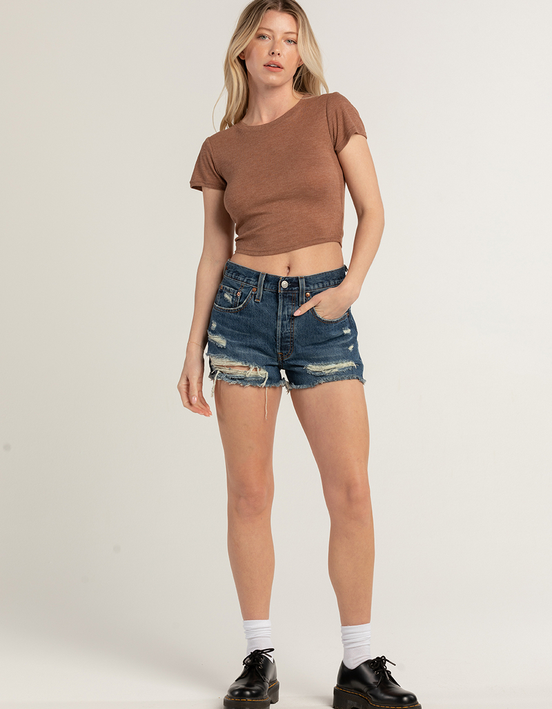 BOZZOLO Womens Rib Baby Tee image number 3