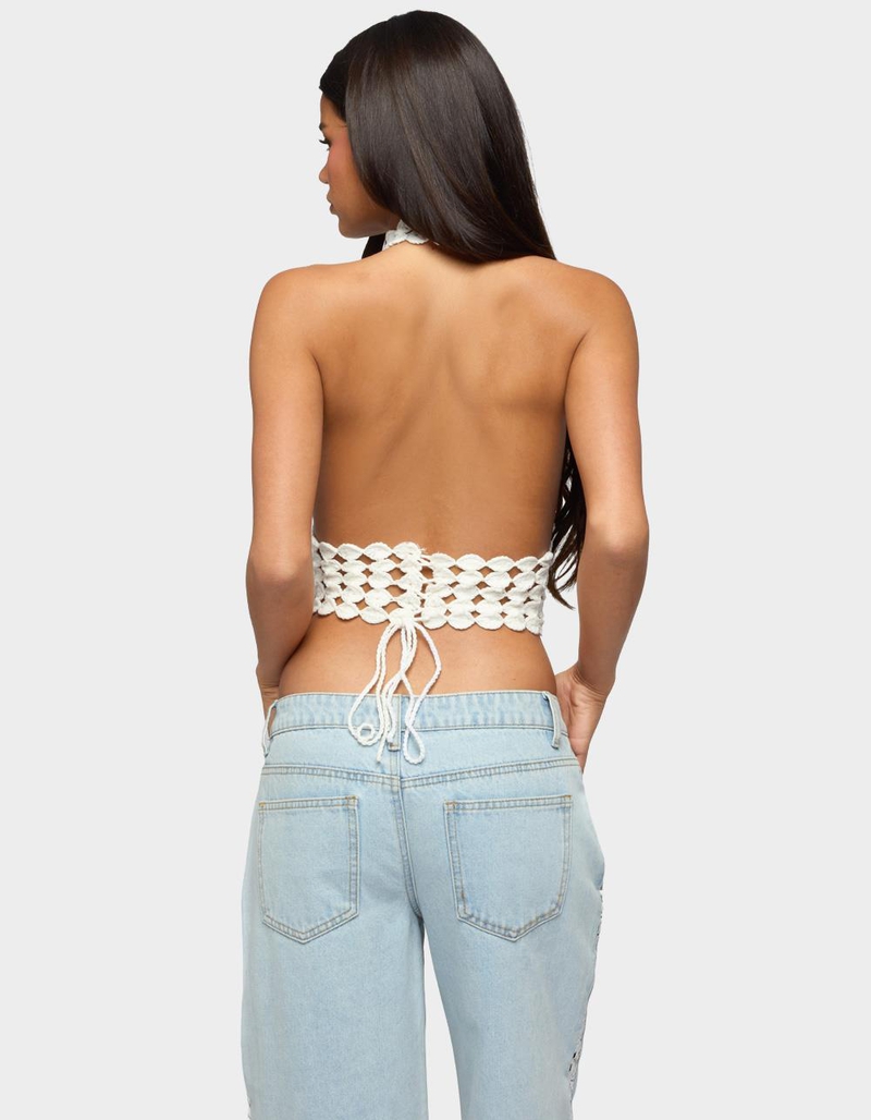 EDIKTED Backless Crochet High Neck Halter Top image number 2