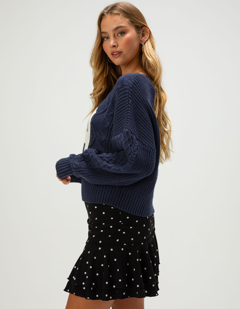 RSQ Womens Cable Number Sweater image number 2