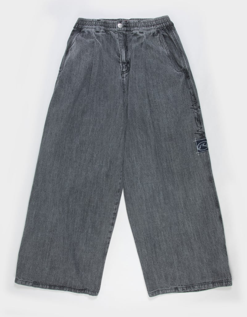 RUSTY Slub Mens Extra Baggy Elastic Waist Jeans image number 3