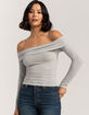 FULL TILT Fold Over Rib Off The Shoulder Womens Top image number 1