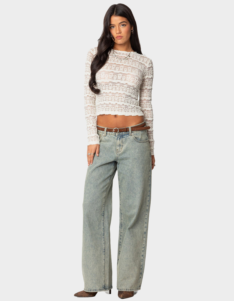EDIKTED Daisey Textured Sheer Lace Top image number 3