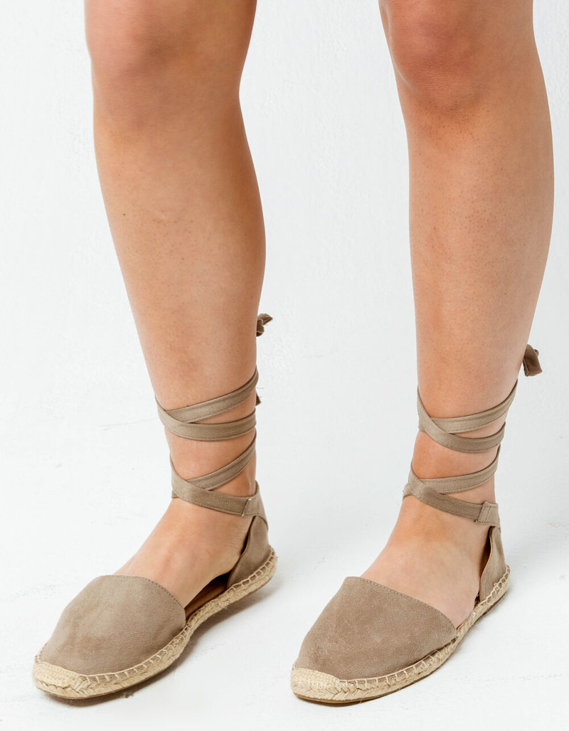 SODA Lace Up Taupe Womens Espadrille Flatform Sandals image number 0