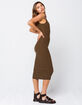 SKY AND SPARROW Ribbed Olive Bodycon Midi Dress image number 2