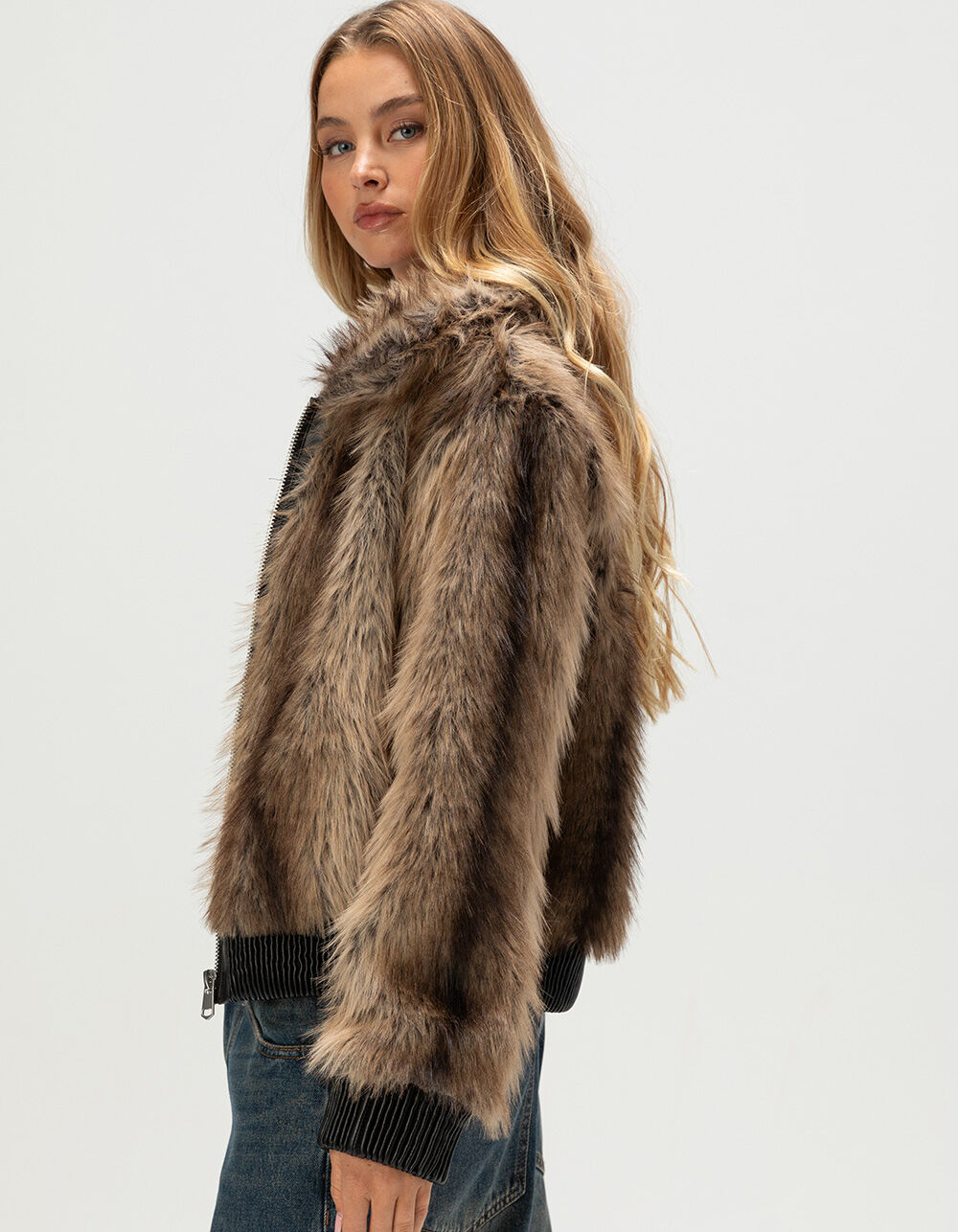 WEST OF MELROSE Womens Faux Fur Coat - BROWN - L | Tillys