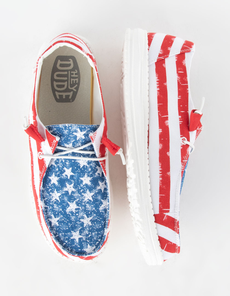 HEY DUDE Wendy Patriotic Star Spangled Womens Slip On Shoes image number 4
