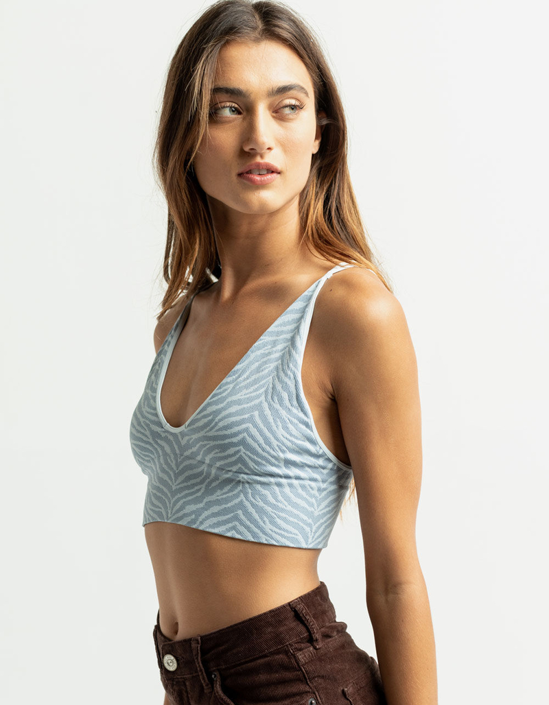 FULL TILT Zebra Deep V Double Strap Bralette image number 1