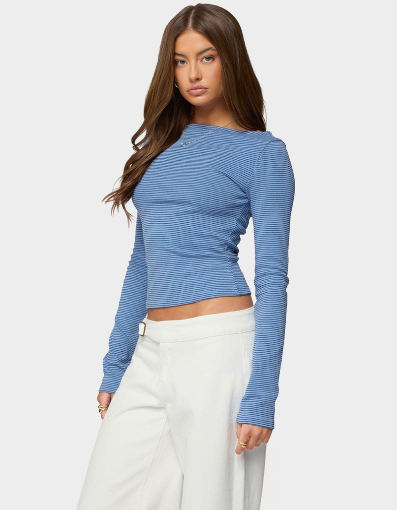 EDIKTED Loria Striped Boat Neck Top image number 1