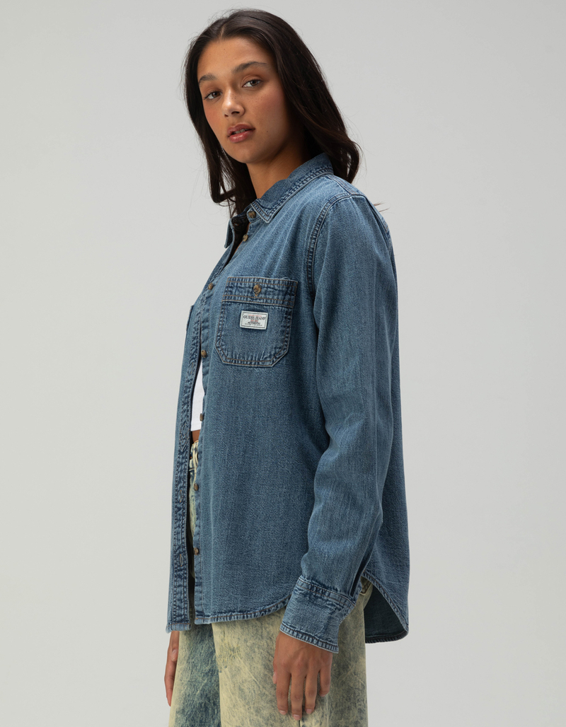GUESS JEANS Long Sleeve Denim Button Up Womens Shirt image number 2